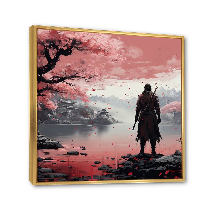 Designart "Asian Art Samurais Resolve II" Asian Framed Wall Art Living